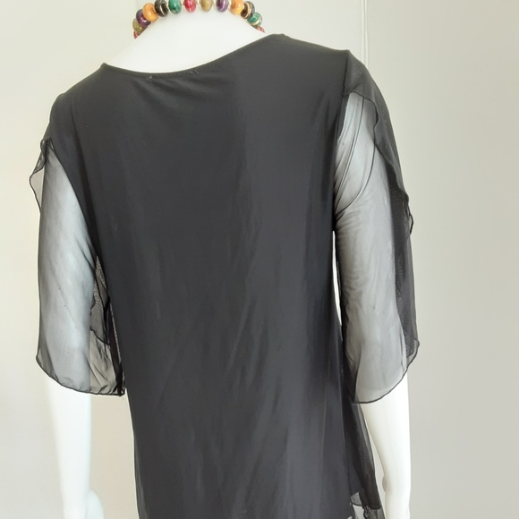 NWOT SESE CODE BLACK MESH TULIP TUNIC SLEEVE TOP - Picture 8 of 10
